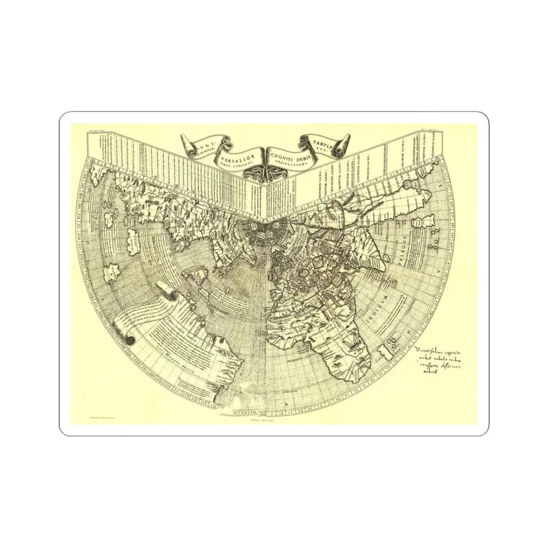 World Map - Ruysch (1508) (Map) STICKER Vinyl Kiss-Cut Decal 4 Inch White - The Sticker Space