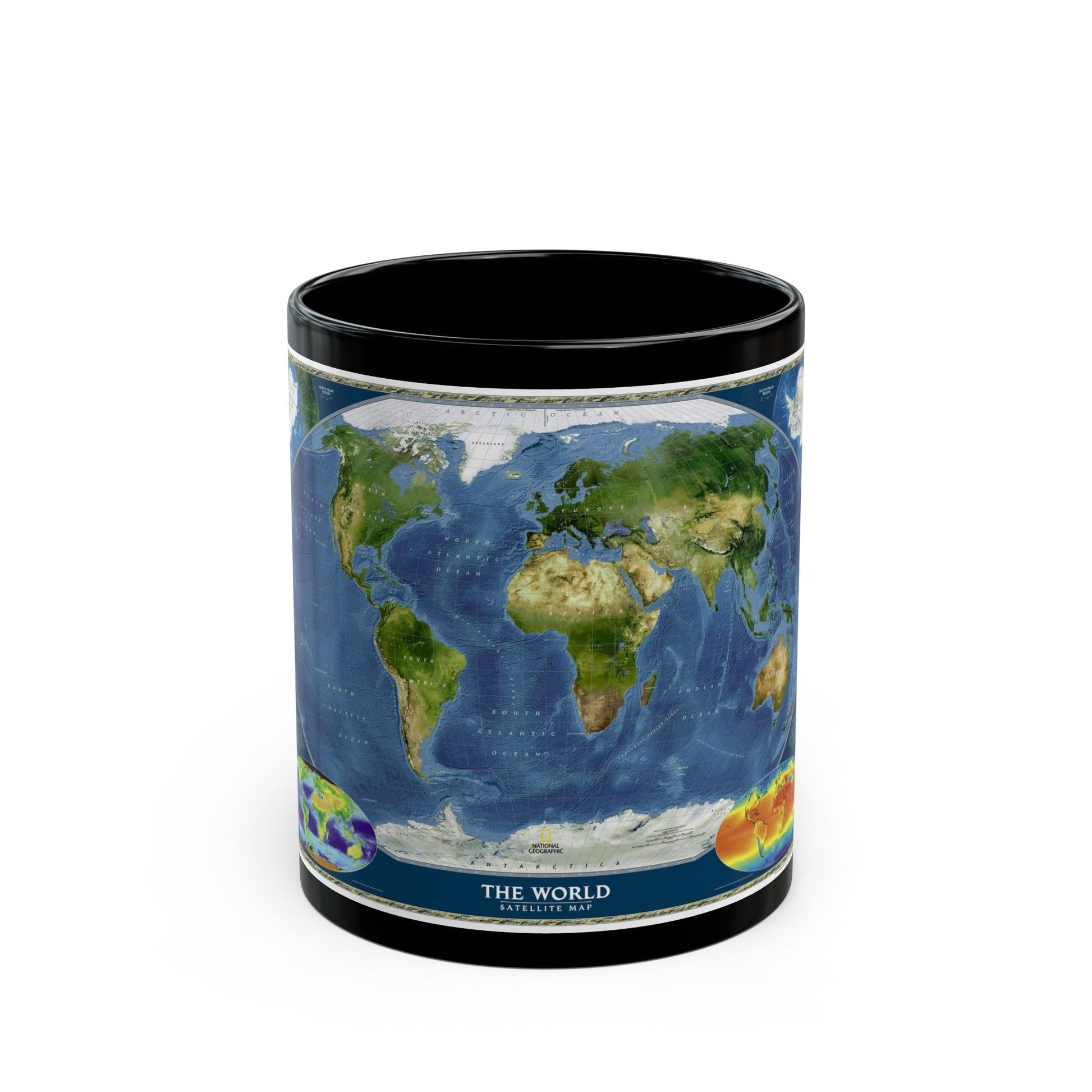 World Map - Satellite (2001) (Map) Black Coffee Mug-11oz-The Sticker Space