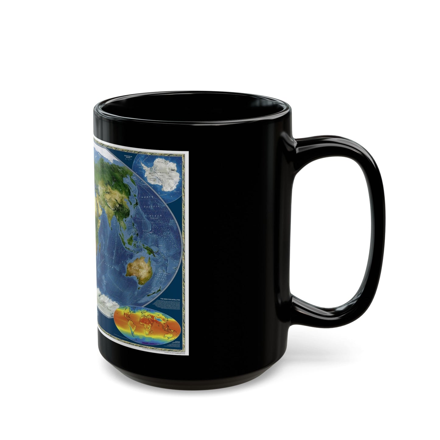 World Map - Satellite (2001) (Map) Black Coffee Mug-The Sticker Space