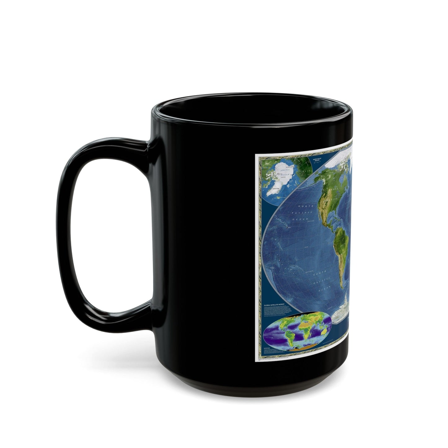 World Map - Satellite (2001) (Map) Black Coffee Mug-The Sticker Space