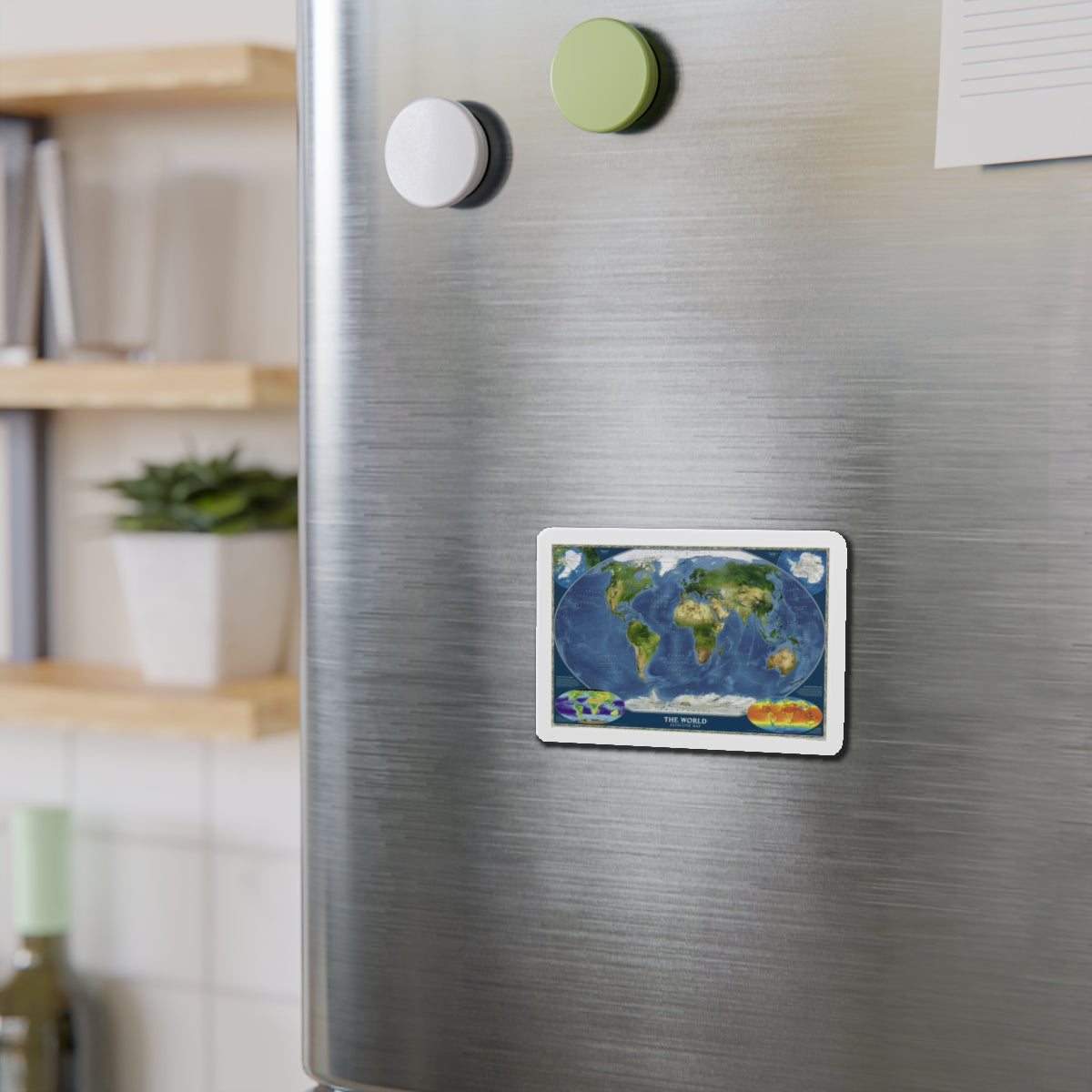 World Map - Satellite (2001) (Map) Refrigerator Magnet-The Sticker Space