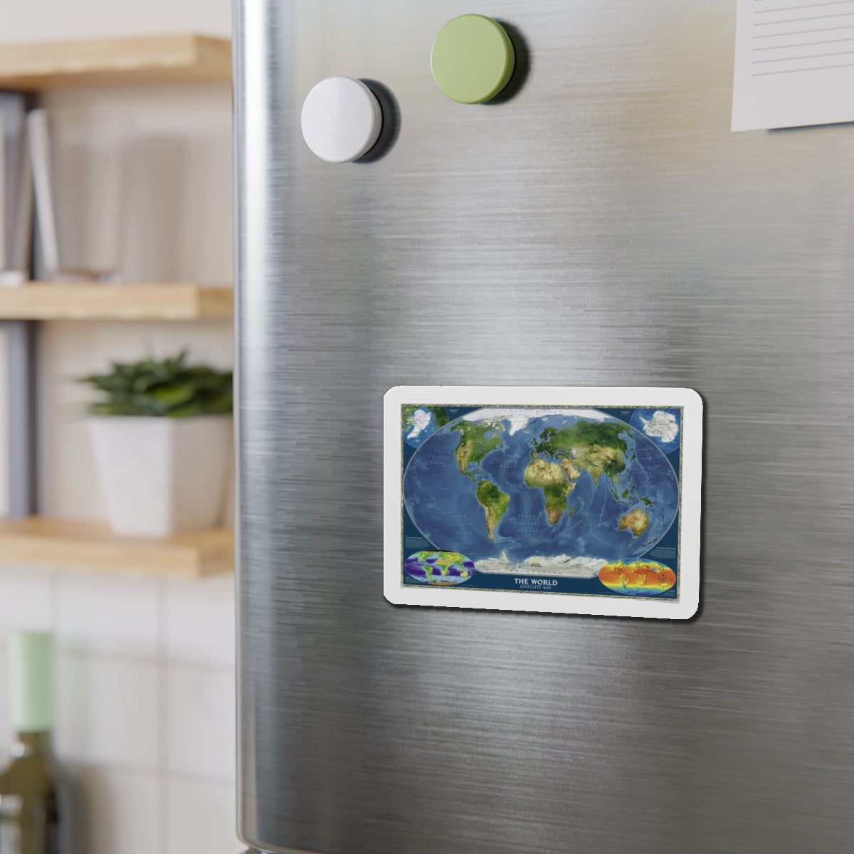 World Map - Satellite (2001) (Map) Refrigerator Magnet-The Sticker Space