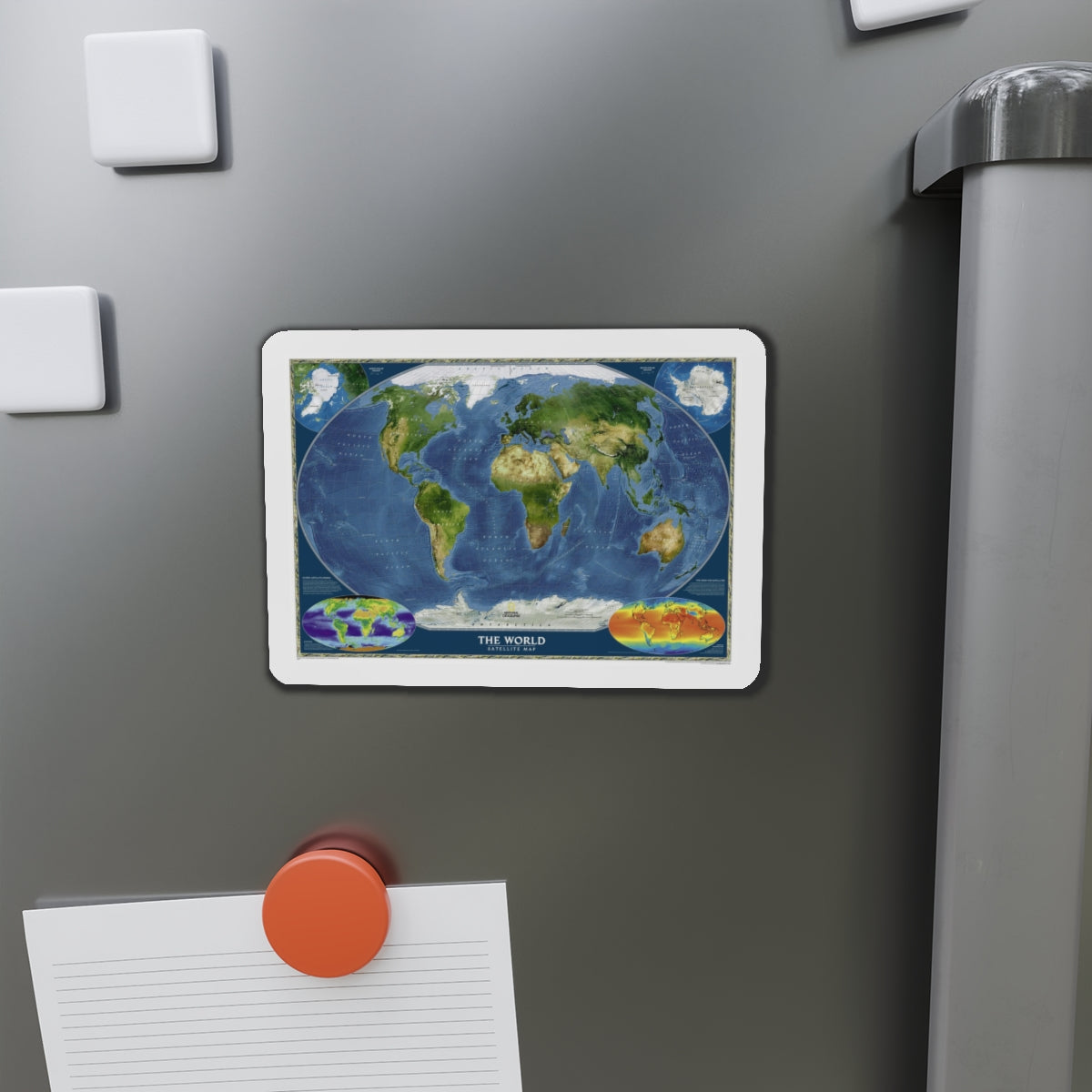 World Map - Satellite (2001) (Map) Refrigerator Magnet-The Sticker Space