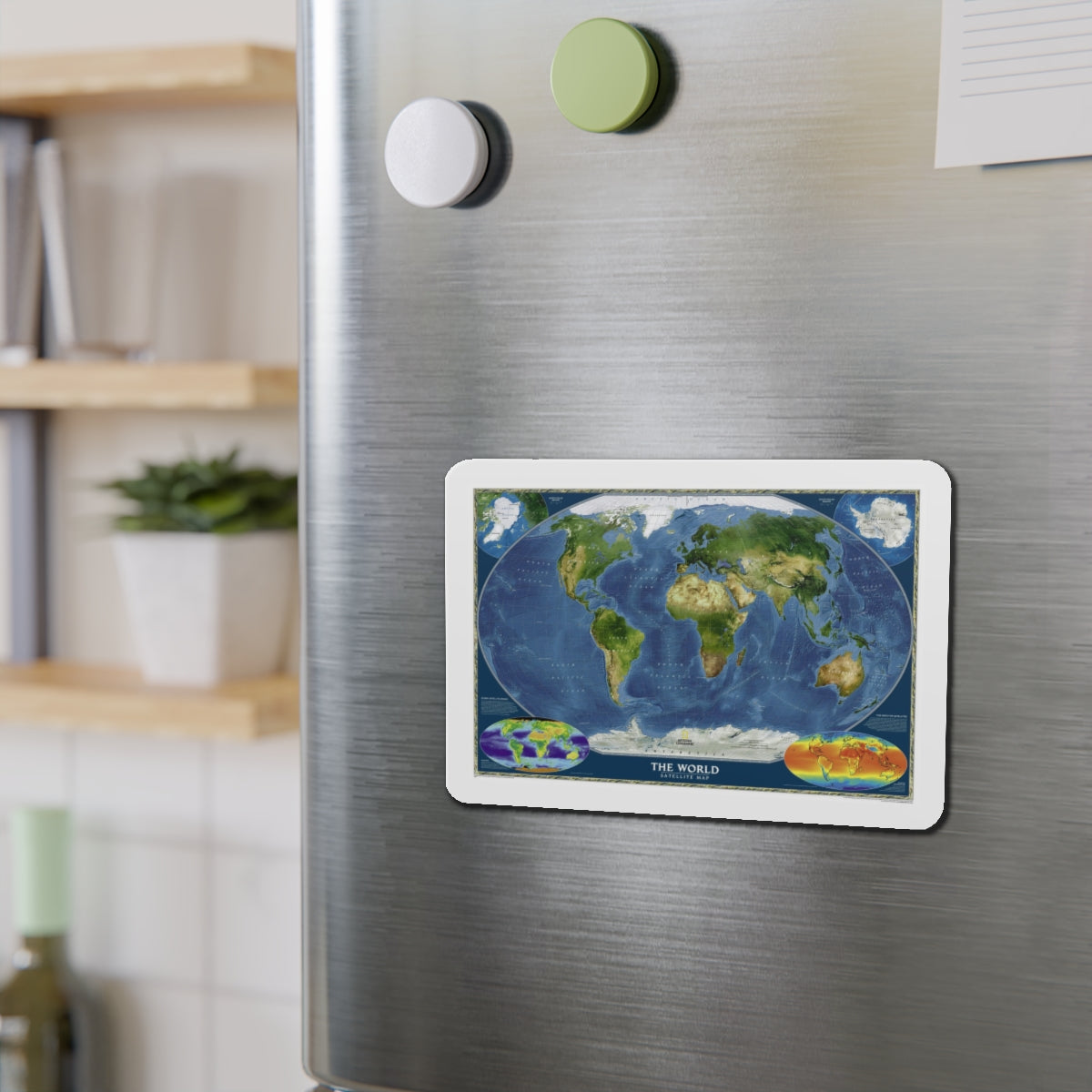 World Map - Satellite (2001) (Map) Refrigerator Magnet-The Sticker Space