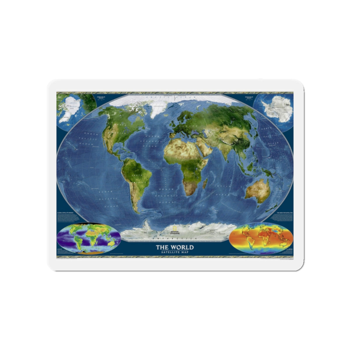 World Map - Satellite (2001) (Map) Refrigerator Magnet-2" x 2"-The Sticker Space