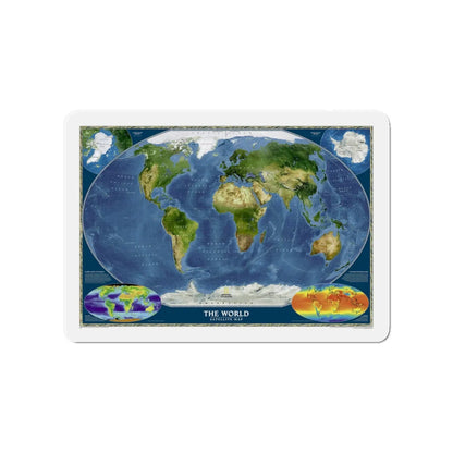 World Map - Satellite (2001) (Map) Refrigerator Magnet 4 Inch - The Sticker Space