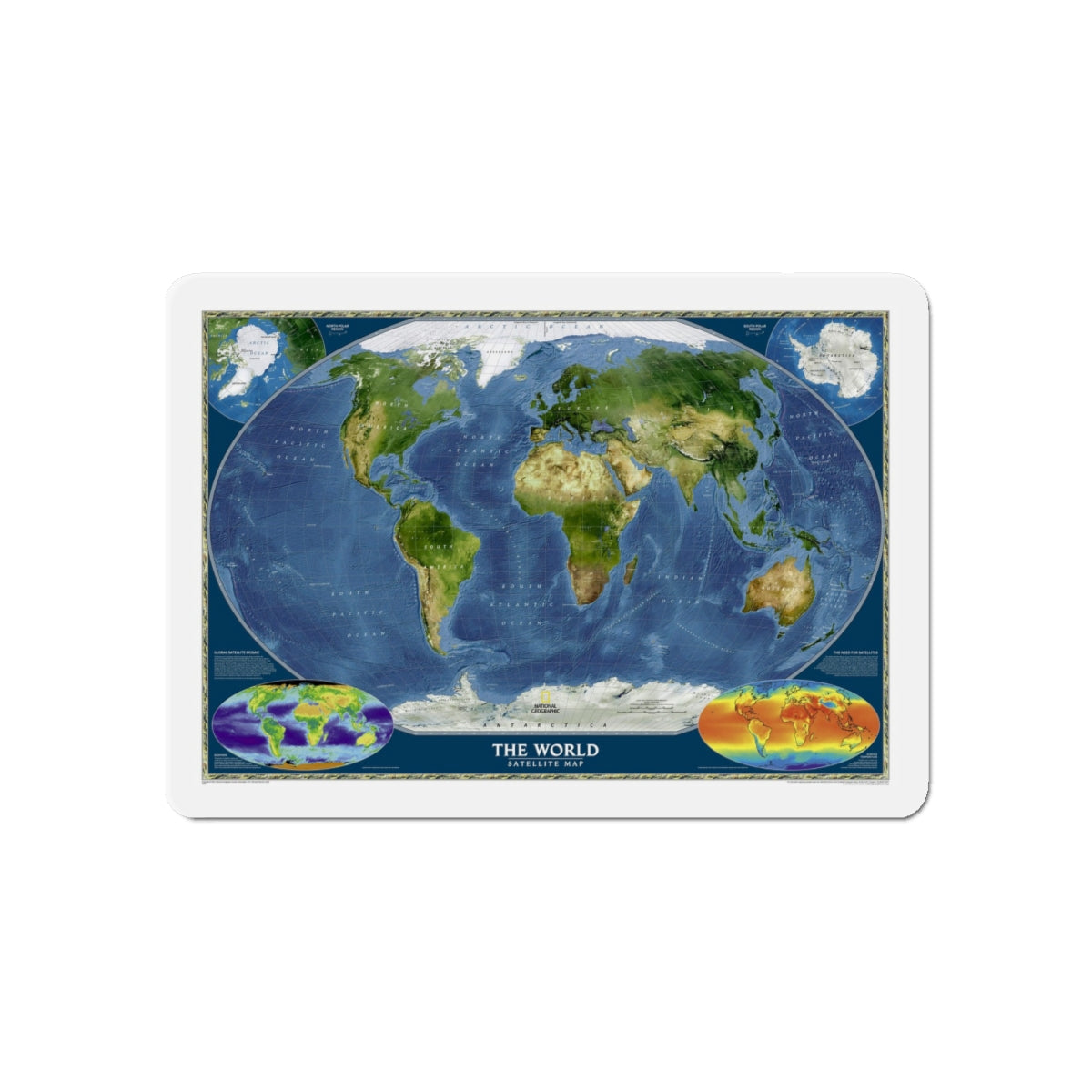 World Map - Satellite (2001) (Map) Refrigerator Magnet-6 × 6"-The Sticker Space