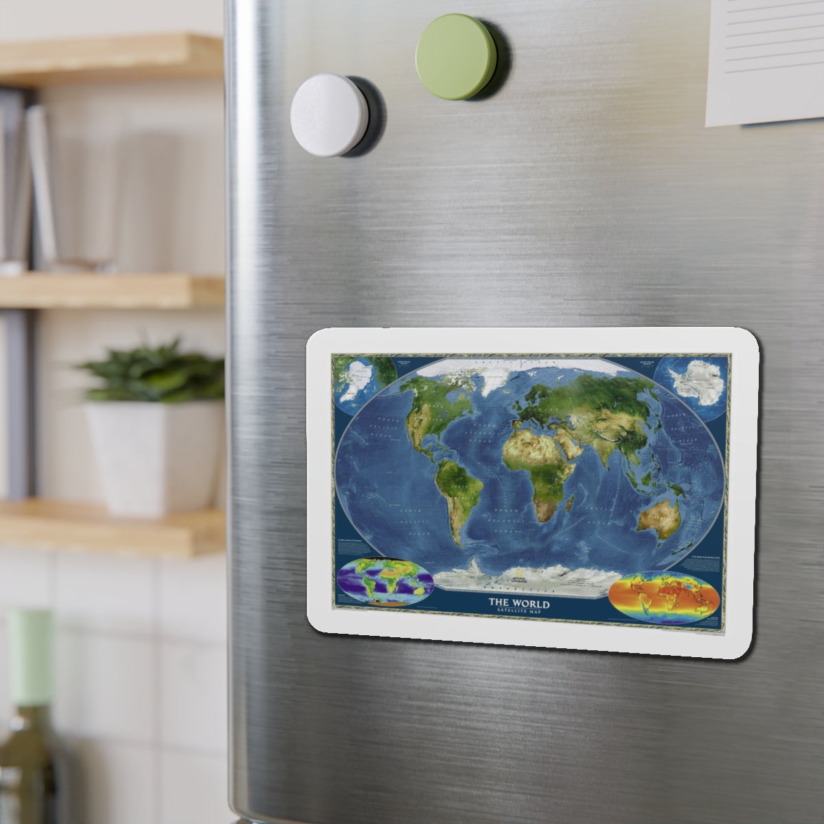 World Map - Satellite (2001) (Map) Refrigerator Magnet-The Sticker Space