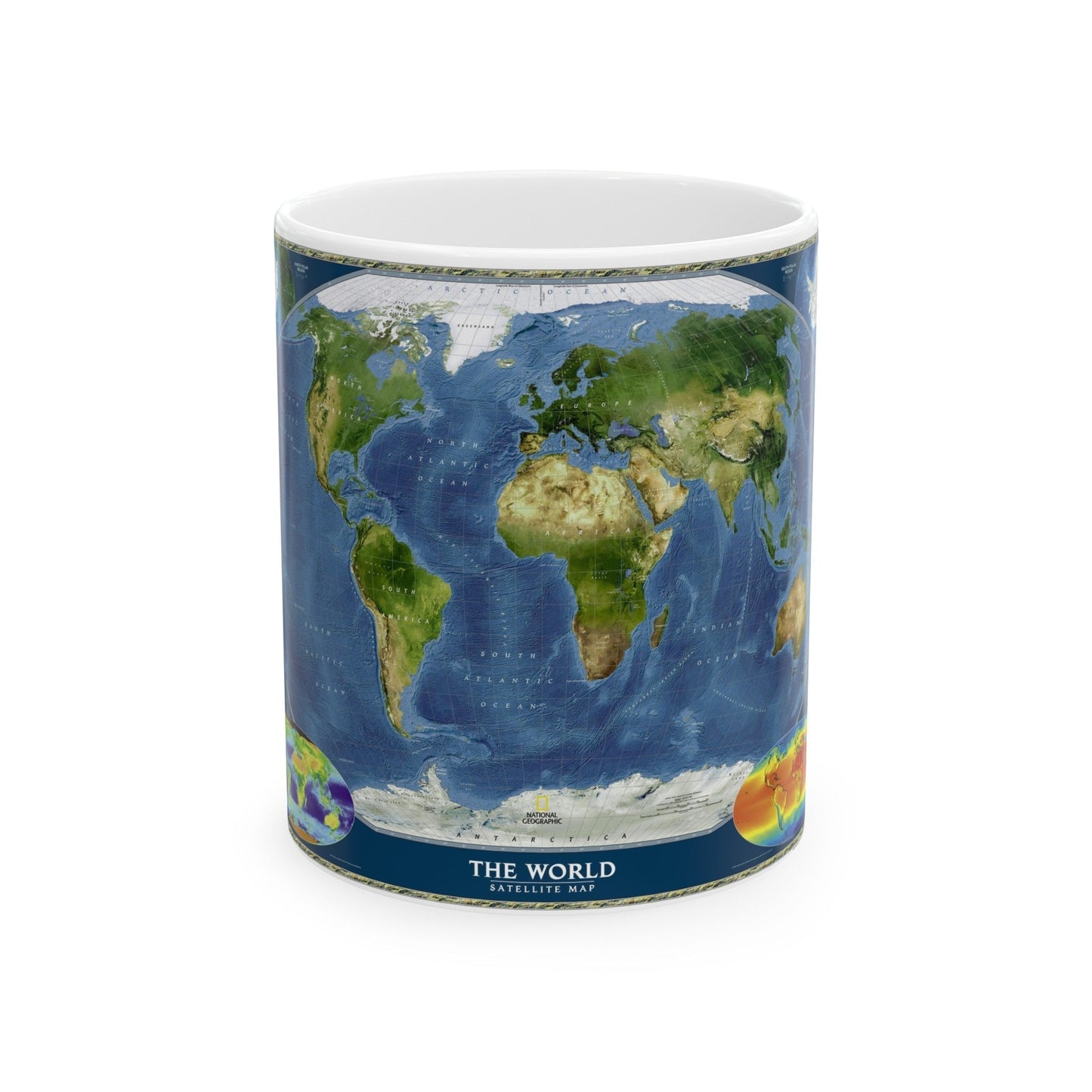 World Map - Satellite (2001) (Map) White Coffee Mug-11oz-The Sticker Space