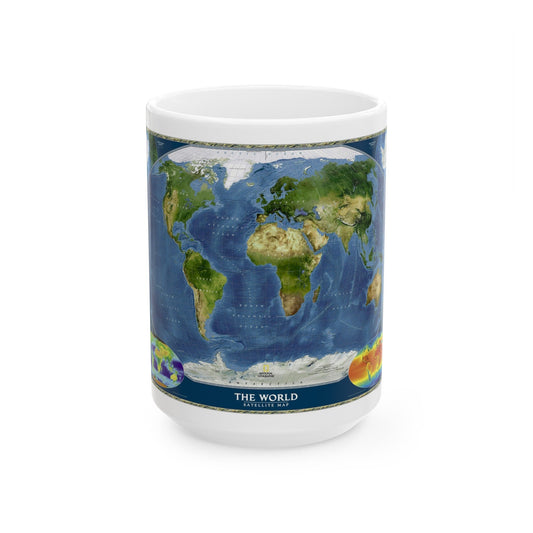 World Map - Satellite (2001) (Map) White Coffee Mug-15oz-The Sticker Space