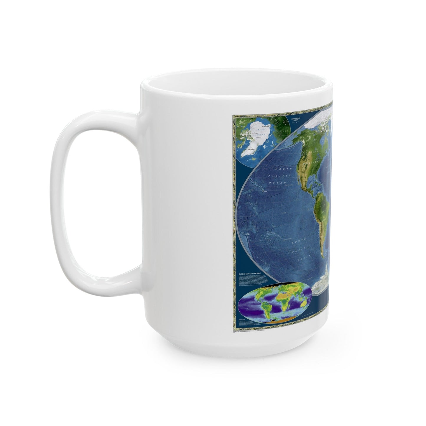 World Map - Satellite (2001) (Map) White Coffee Mug-The Sticker Space