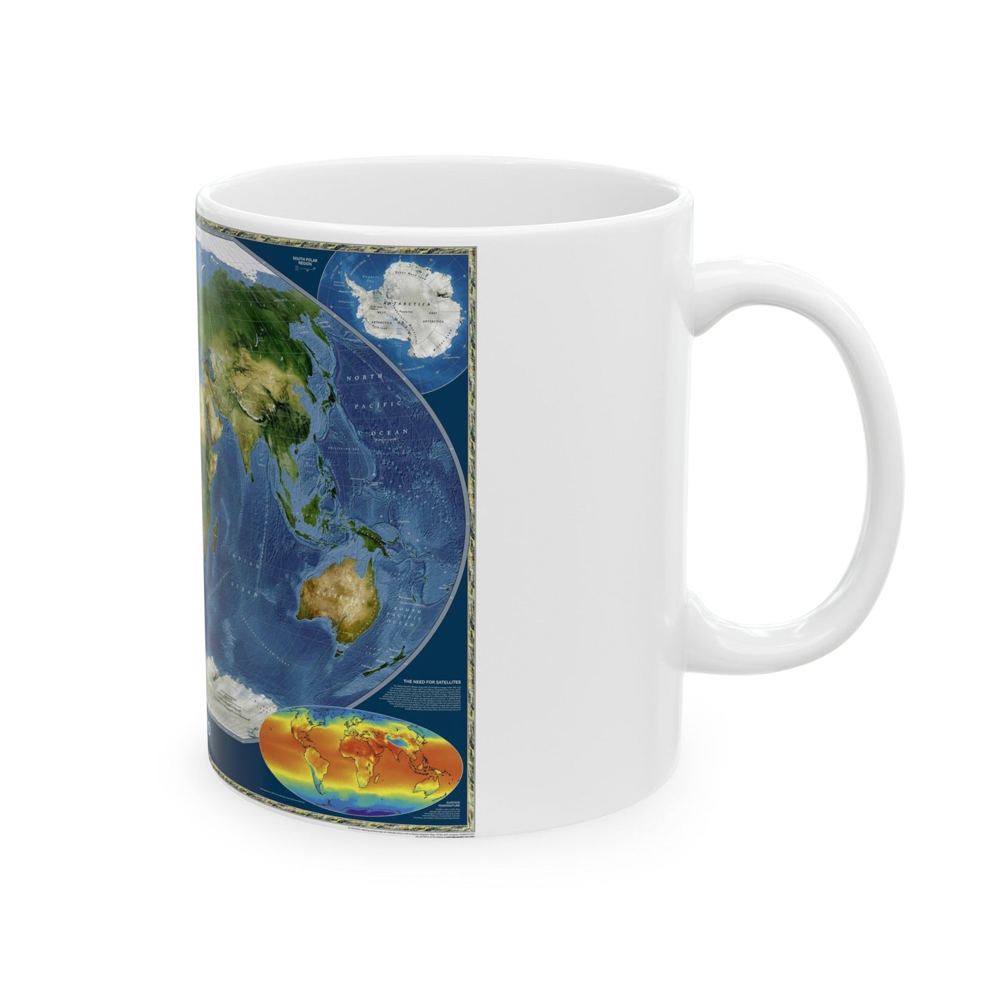 World Map - Satellite (2001) (Map) White Coffee Mug-The Sticker Space