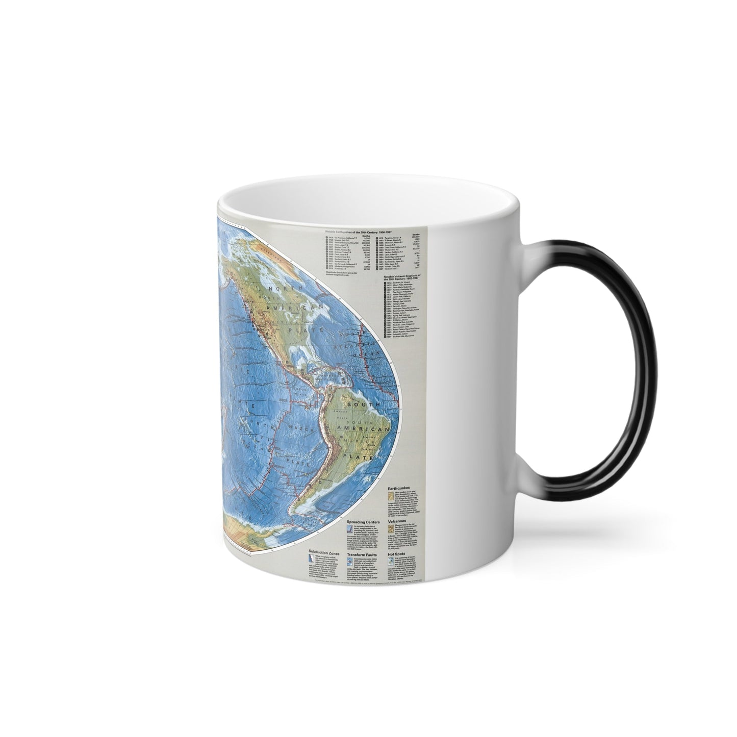 World Map - Tectonic Plates (1999) (Map) Color Changing Mug 11oz-11oz-The Sticker Space