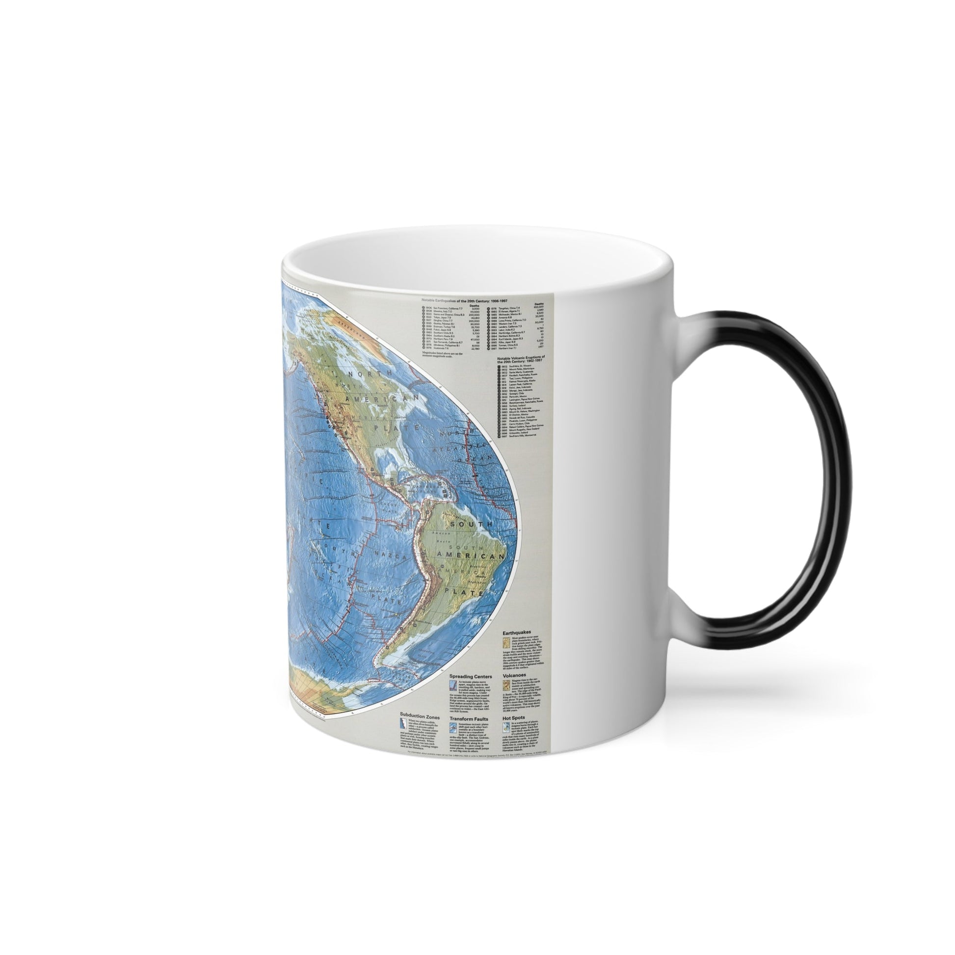 World Map - Tectonic Plates (1999) (Map) Color Changing Mug 11oz-11oz-The Sticker Space