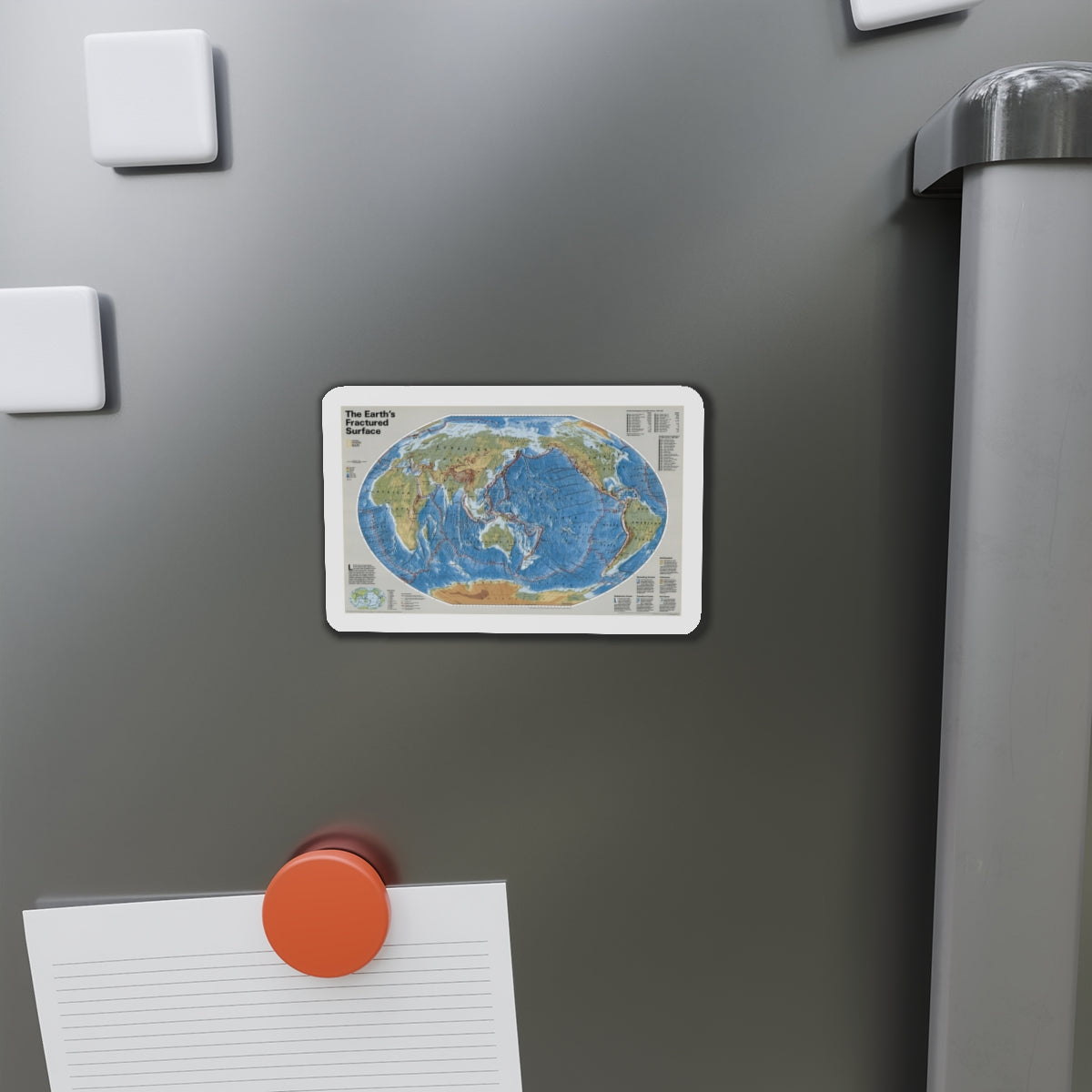 World Map - Tectonic Plates (1999) (Map) Refrigerator Magnet-The Sticker Space