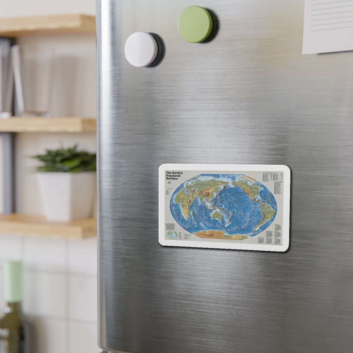 World Map - Tectonic Plates (1999) (Map) Refrigerator Magnet-The Sticker Space