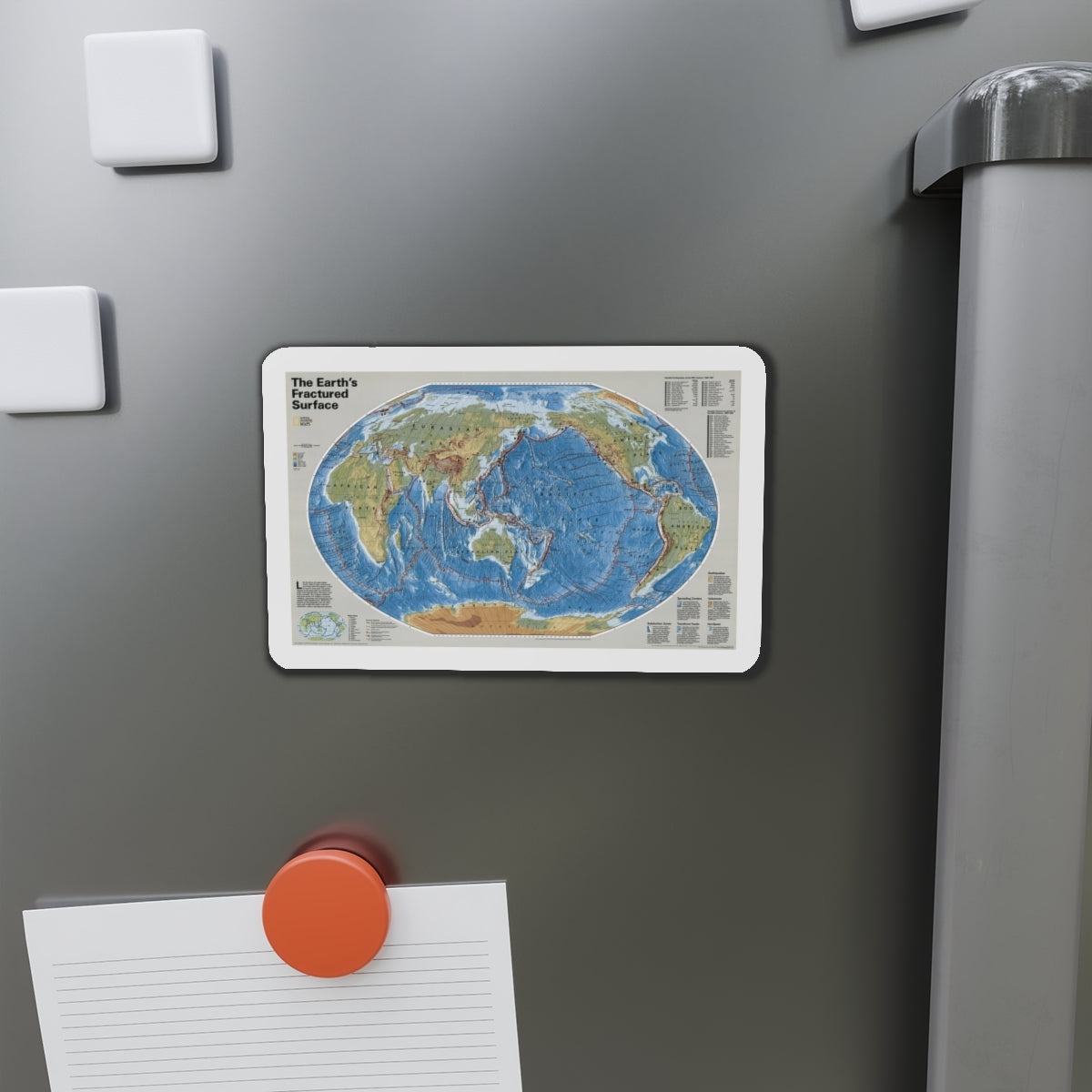 World Map - Tectonic Plates (1999) (Map) Refrigerator Magnet-The Sticker Space