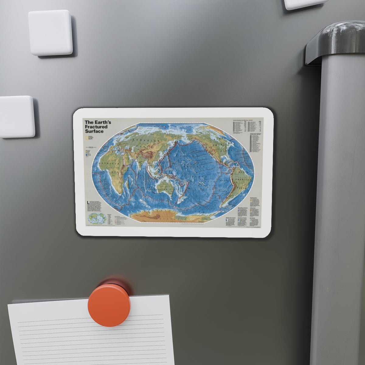 World Map - Tectonic Plates (1999) (Map) Refrigerator Magnet-The Sticker Space