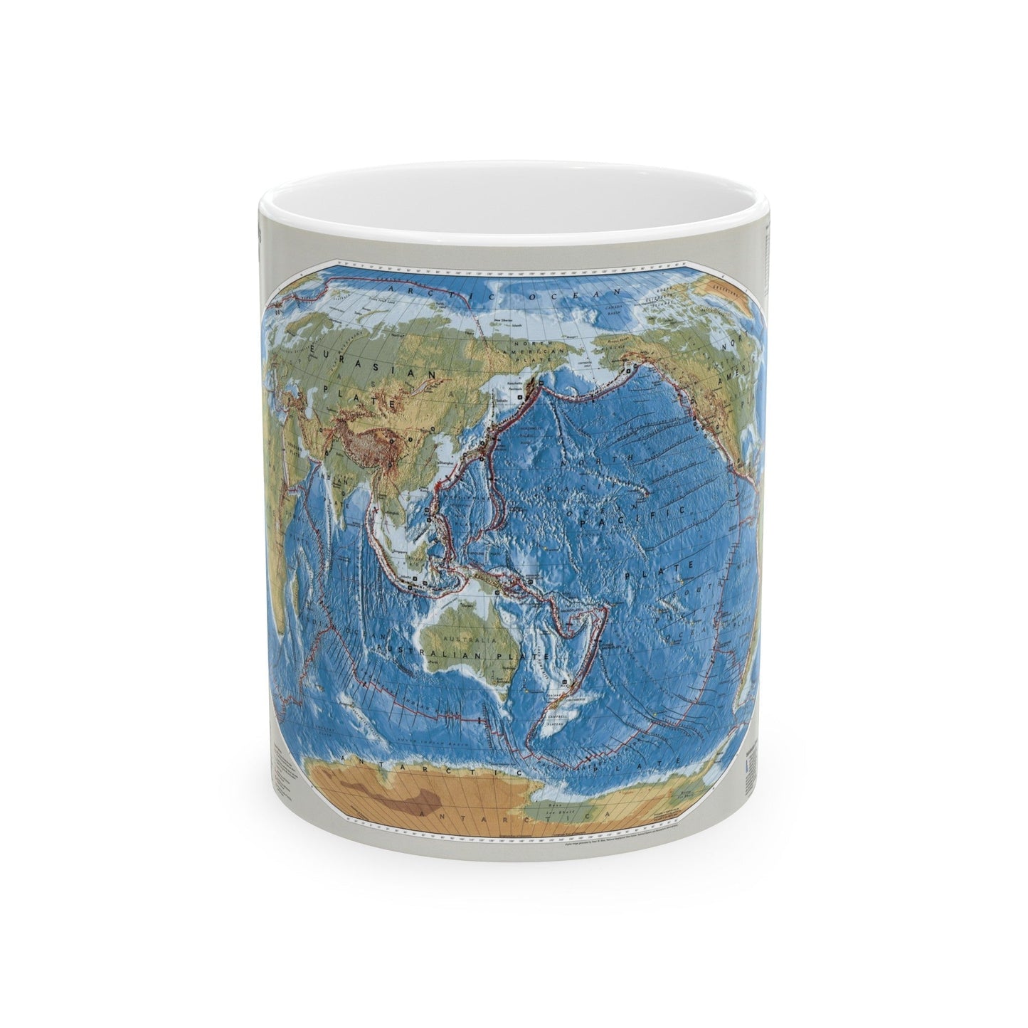 World Map - Tectonic Plates (1999) (Map) White Coffee Mug-11oz-The Sticker Space