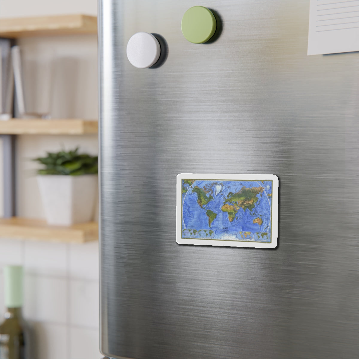 World Map - The Physical World (1975) (Map) Refrigerator Magnet-The Sticker Space