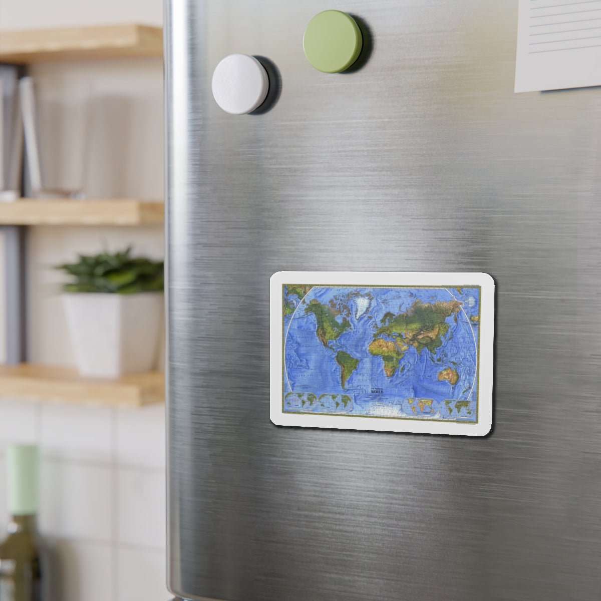 World Map - The Physical World (1975) (Map) Refrigerator Magnet-The Sticker Space