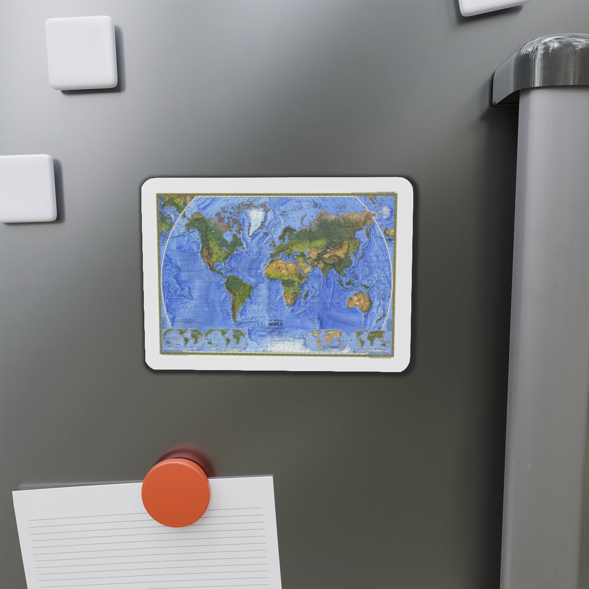 World Map - The Physical World (1975) (Map) Refrigerator Magnet-The Sticker Space