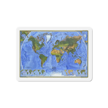 World Map - The Physical World (1975) (Map) Refrigerator Magnet 5 Inch - The Sticker Space