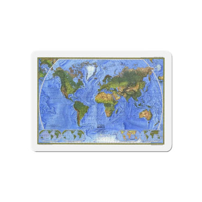 World Map - The Physical World (1975) (Map) Refrigerator Magnet 6 Inch - The Sticker Space