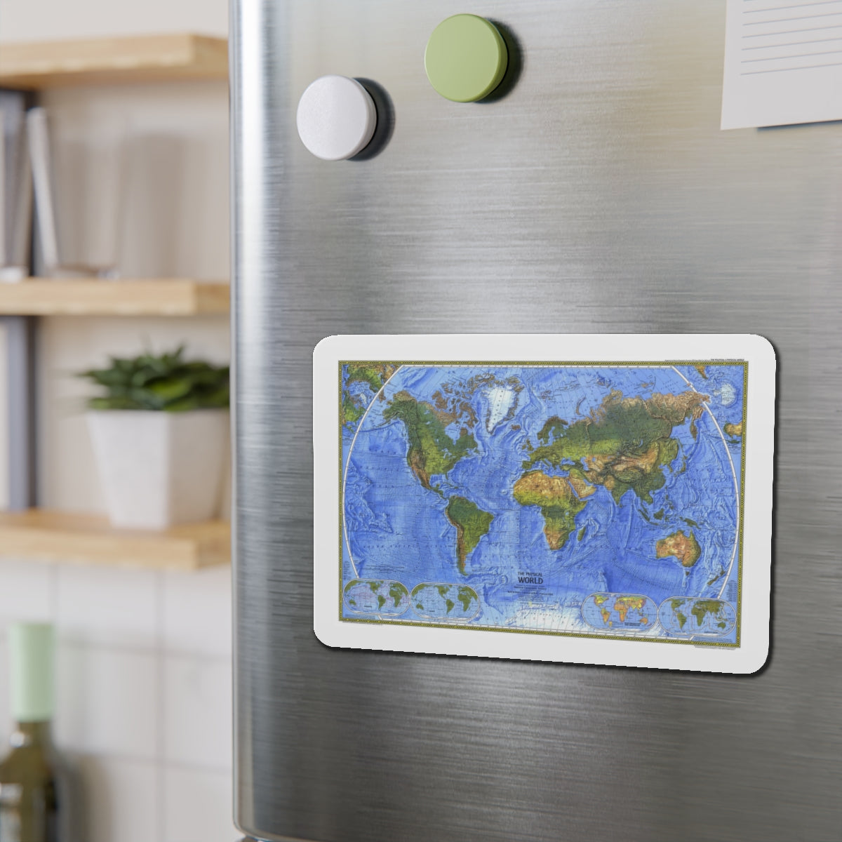 World Map - The Physical World (1975) (Map) Refrigerator Magnet-The Sticker Space