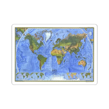 World Map - The Physical World (1975) (Map) STICKER Vinyl Kiss-Cut Decal 3 Inch White - The Sticker Space