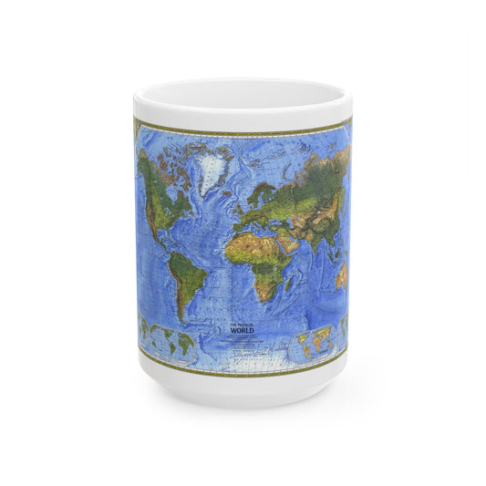 World Map - The Physical World (1975) (Map) White Coffee Mug-15oz-The Sticker Space