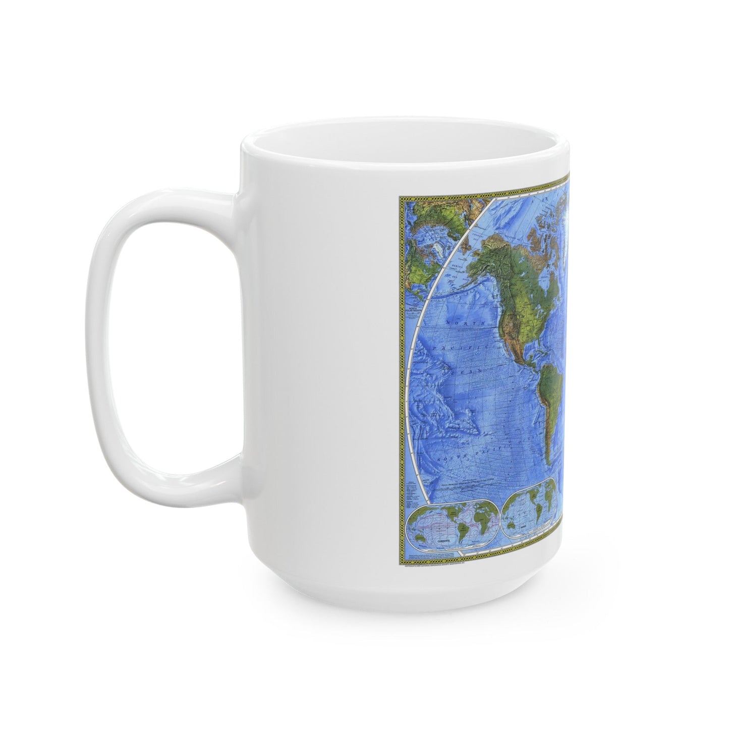 World Map - The Physical World (1975) (Map) White Coffee Mug-The Sticker Space