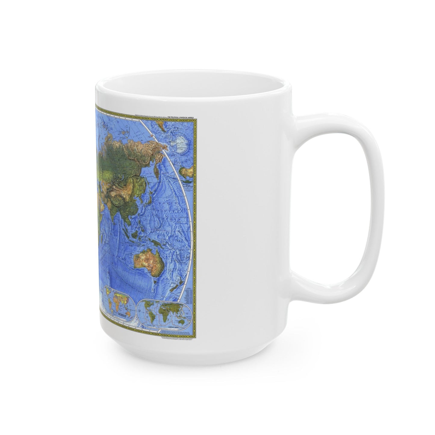 World Map - The Physical World (1975) (Map) White Coffee Mug-The Sticker Space