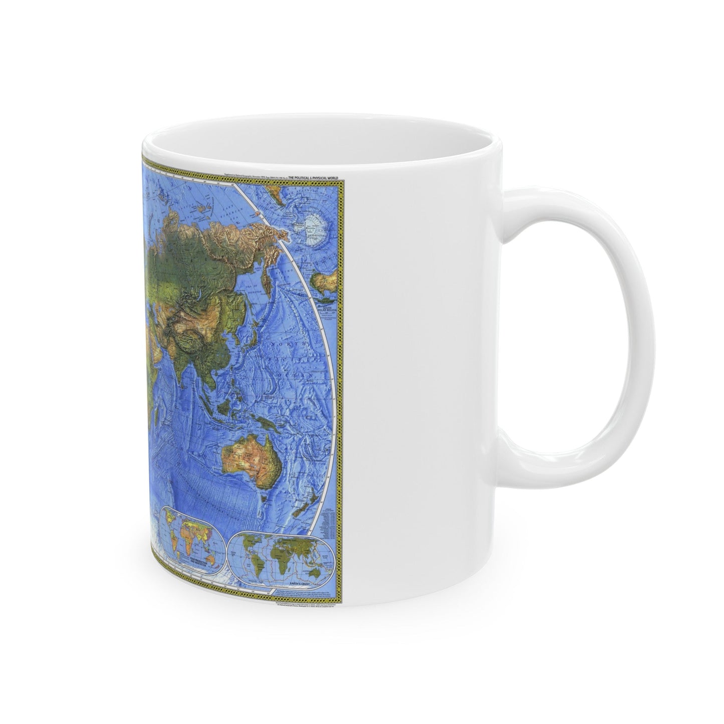 World Map - The Physical World (1975) (Map) White Coffee Mug-The Sticker Space