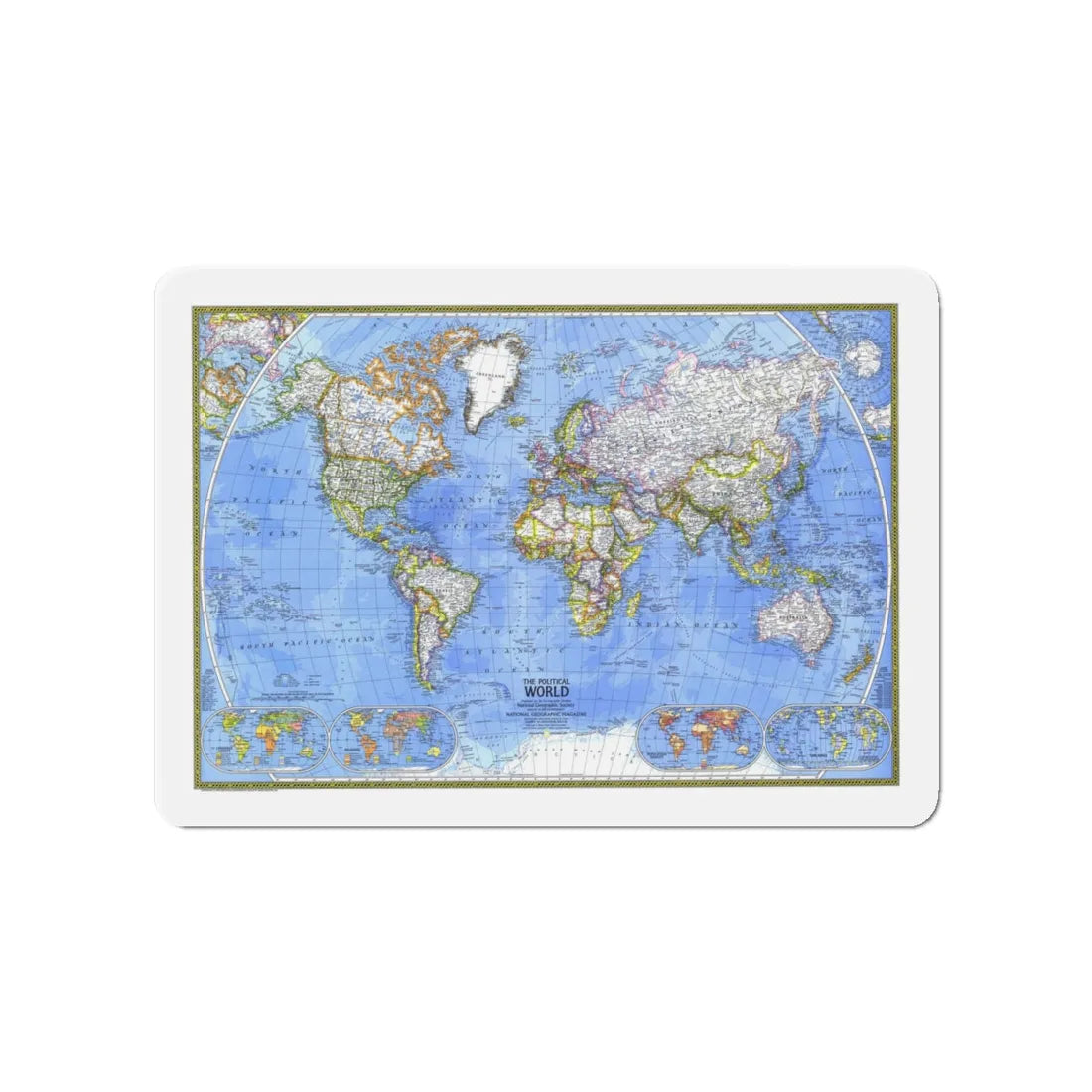 World Map - The Political World (1975) (Map) Refrigerator Magnet 4 Inch - The Sticker Space