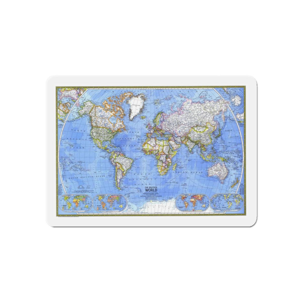 World Map - The Political World (1975) (Map) Refrigerator Magnet-6 × 6"-The Sticker Space