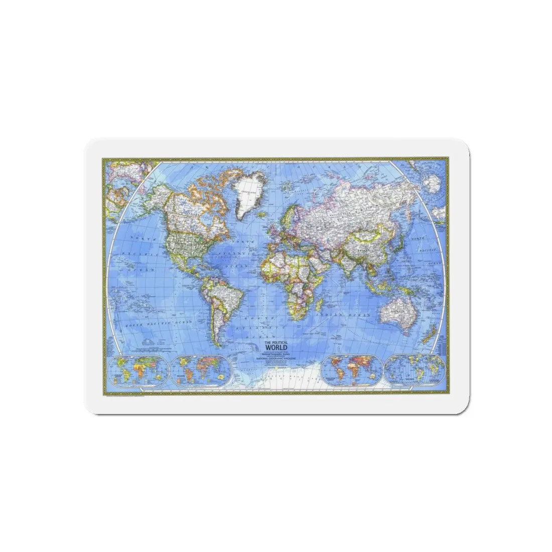 World Map - The Political World (1975) (Map) Refrigerator Magnet 6 Inch - The Sticker Space