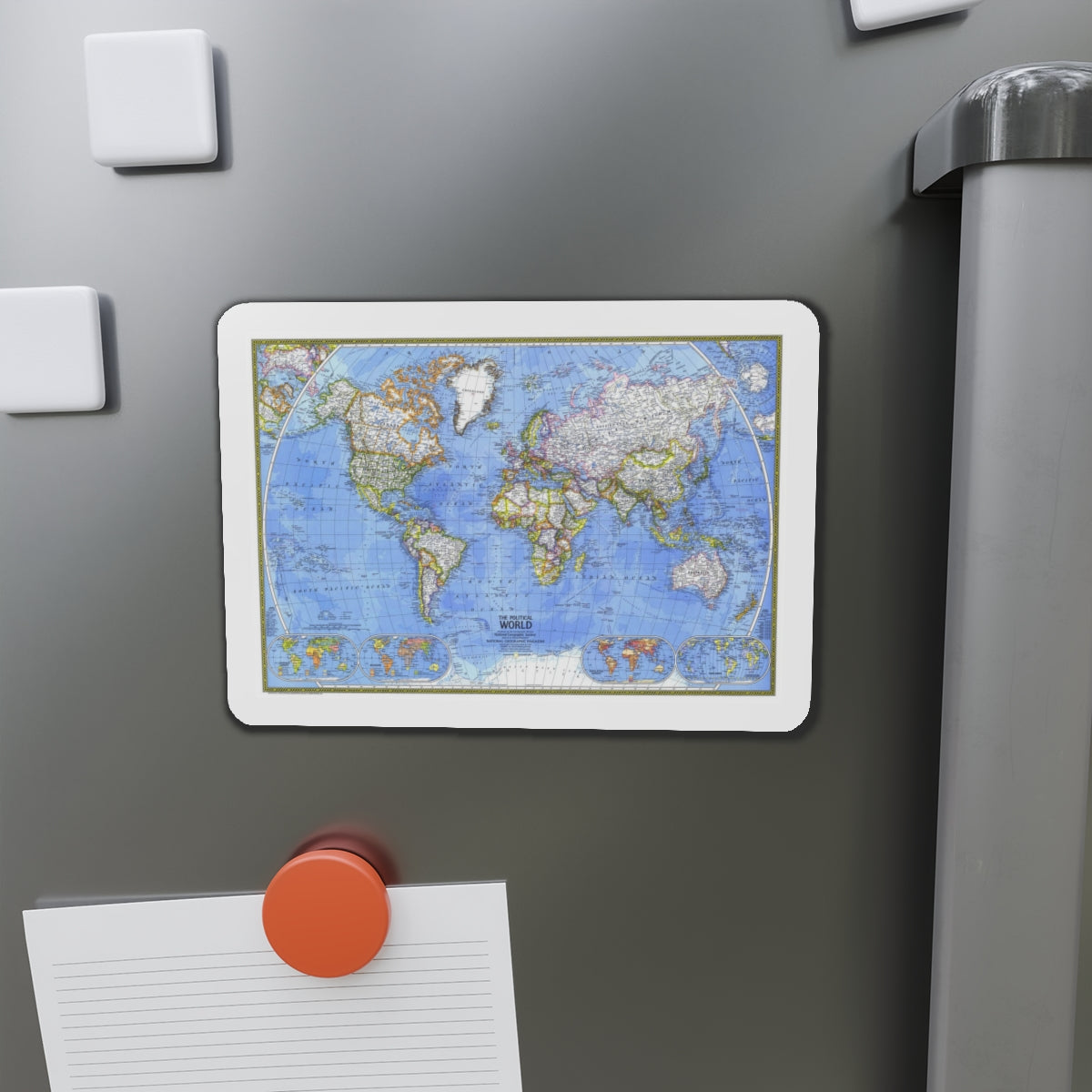 World Map - The Political World (1975) (Map) Refrigerator Magnet-The Sticker Space