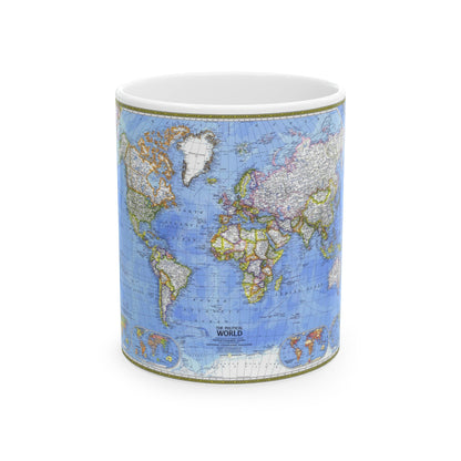 World Map - The Political World (1975) (Map) White Coffee Mug-11oz-The Sticker Space