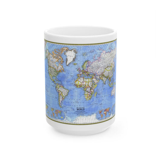 World Map - The Political World (1975) (Map) White Coffee Mug-15oz-The Sticker Space