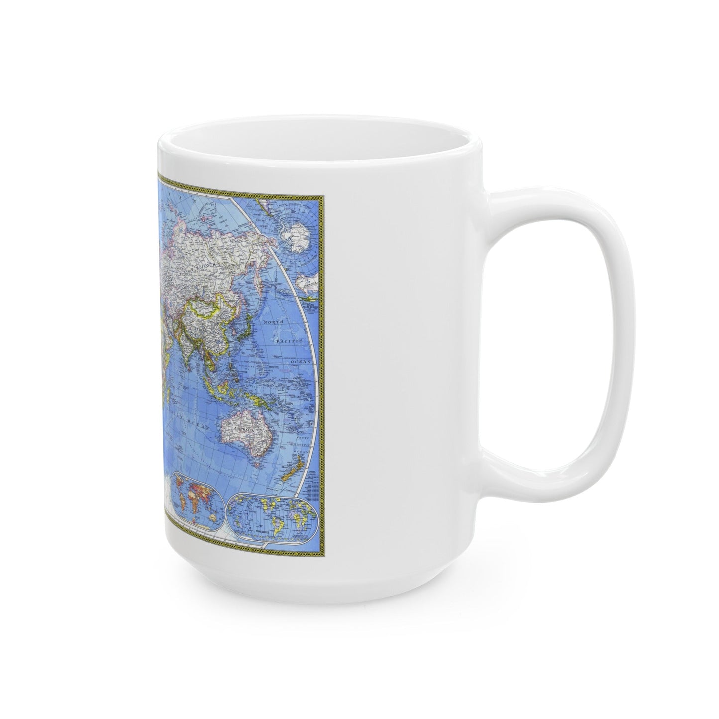 World Map - The Political World (1975) (Map) White Coffee Mug-The Sticker Space