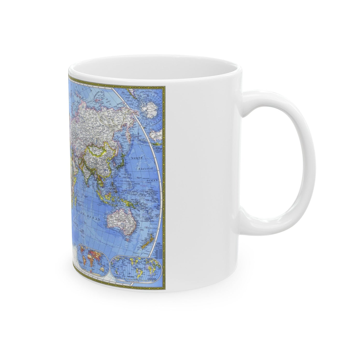 World Map - The Political World (1975) (Map) White Coffee Mug-The Sticker Space