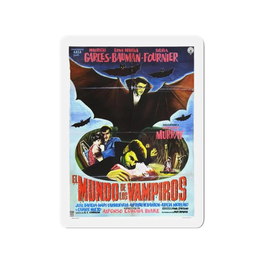 WORLD OF VAMPIRES 1961 Movie Poster - Refrigerator Magnet 3 Inch Die-Cut - The Sticker Space