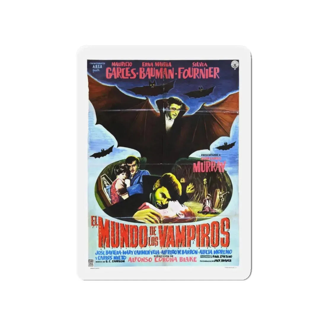 WORLD OF VAMPIRES 1961 Movie Poster - Refrigerator Magnet 4 Inch Die-Cut - The Sticker Space