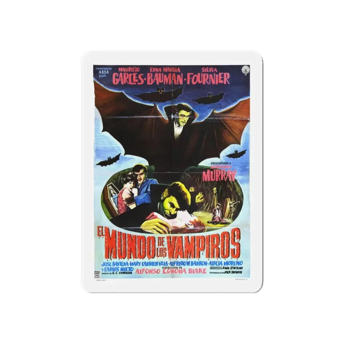 WORLD OF VAMPIRES 1961 Movie Poster - Refrigerator Magnet 5 Inch Die-Cut - The Sticker Space