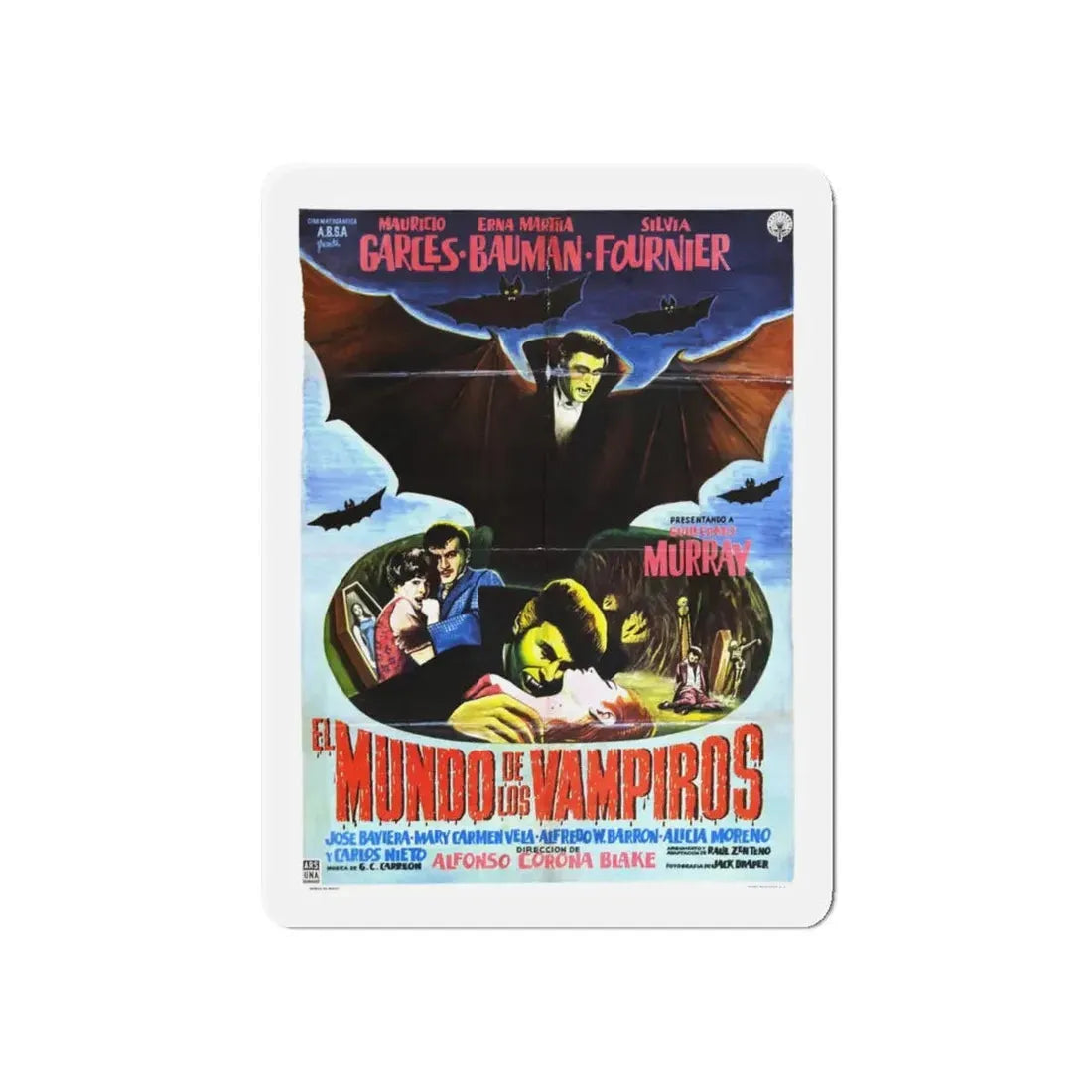 WORLD OF VAMPIRES 1961 Movie Poster - Refrigerator Magnet 6 Inch Die-Cut - The Sticker Space
