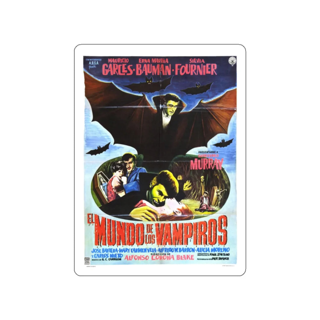 WORLD OF VAMPIRES 1961 Movie Poster STICKER Vinyl Die-Cut Decal 2 Inch - The Sticker Space