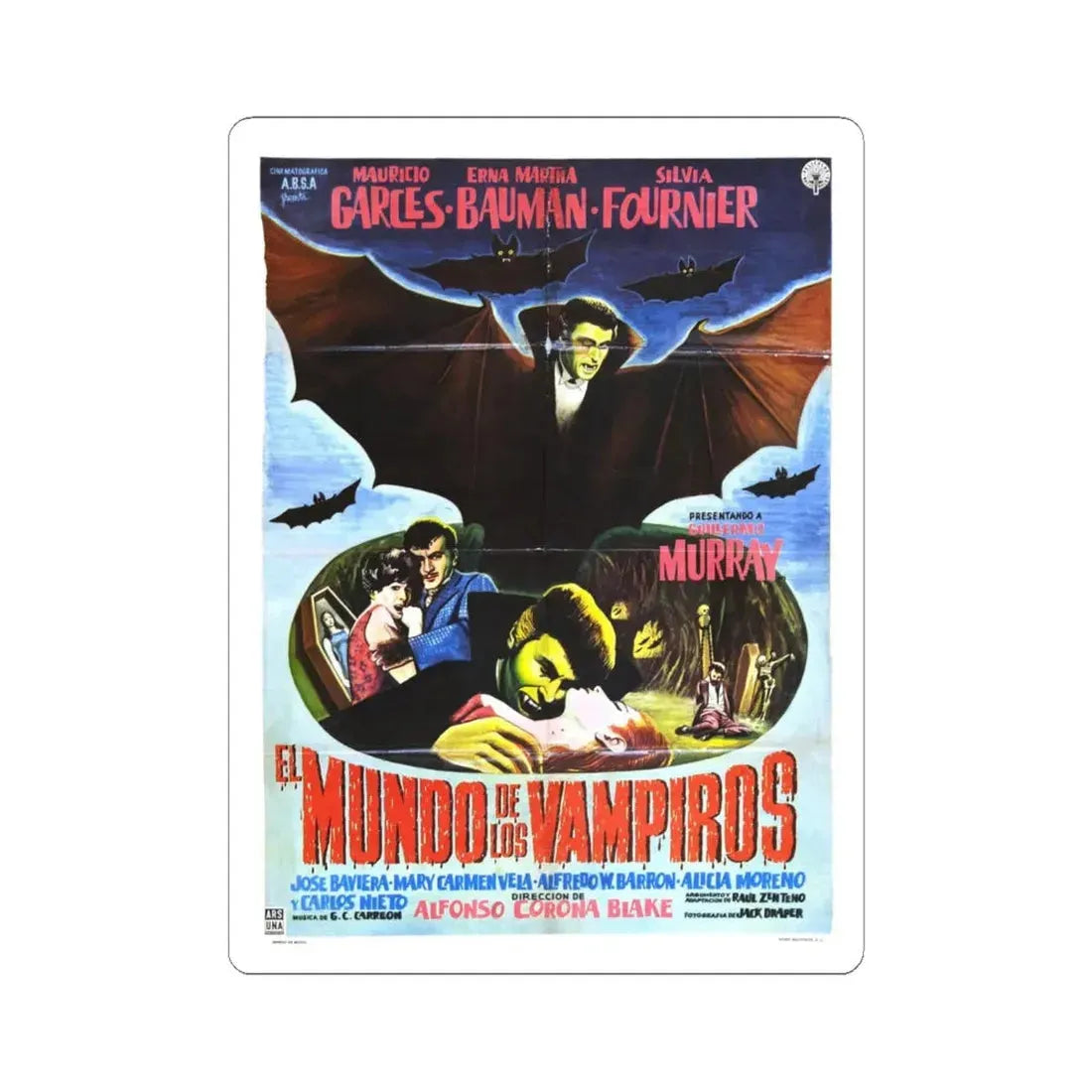 WORLD OF VAMPIRES 1961 Movie Poster - STICKER Vinyl Kiss-Cut Decal 6 Inch White - The Sticker Space