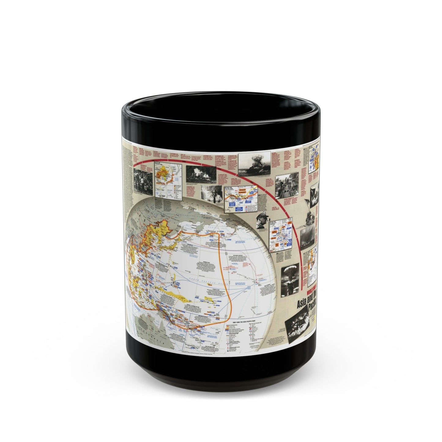 World War II- Asia and the Pacific (1991) (Map) Black Coffee Mug-15oz-The Sticker Space