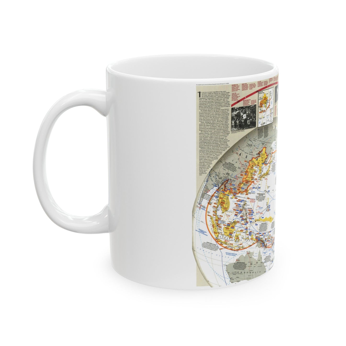 World War II- Asia and the Pacific (1991) (Map) White Coffee Mug-The Sticker Space